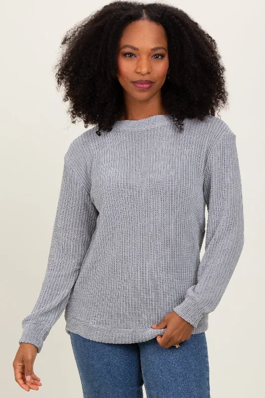 Halter Neck Sweaters for Stylish Look -Heather Grey Chenille Knit Sweater