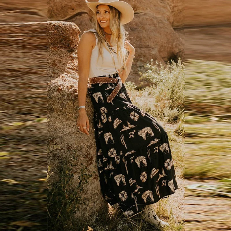 Trendy skirts with modern cutout designs -Hip-Covering High Waist Maxi Skirt