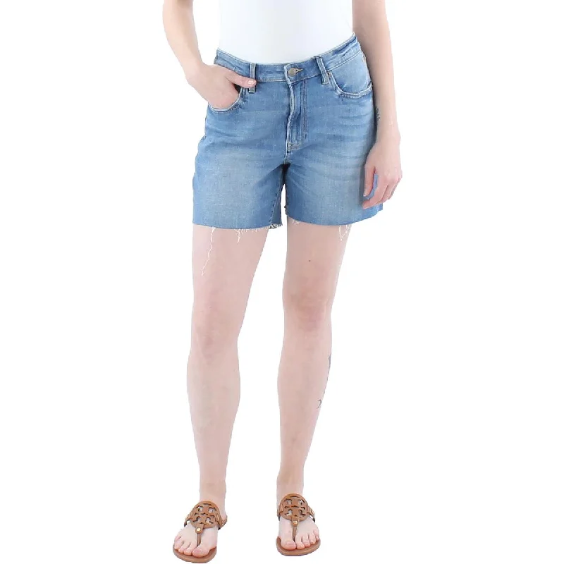 High-rise denim shorts for women with a flattering cut and modern style-Tommy Hilfiger Womens Faded Mid-Rise Cutoff Shorts