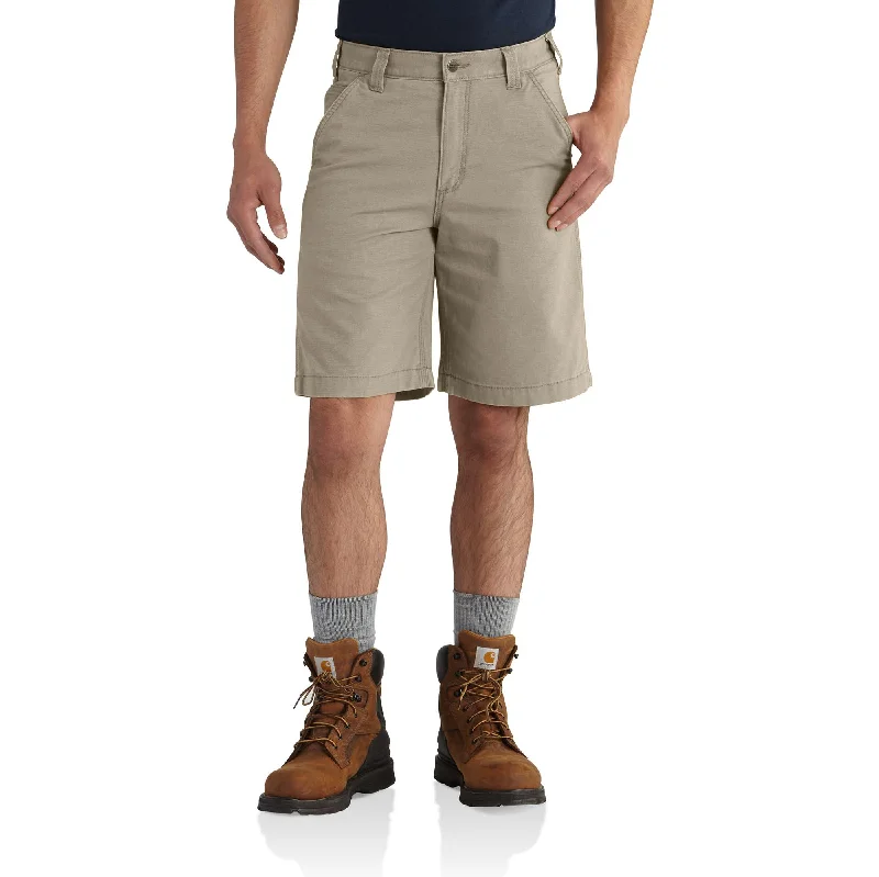 Trendy denim shorts for men with a slim fit and distressed finish for a casual style-Rugged Flex® Relaxed Fit Canvas Work Short