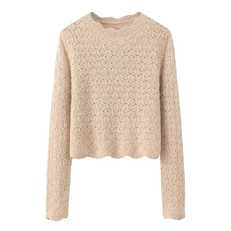 Waffle - Knit Sweaters for Chunky Texture -Floral Pattern Cashmere Sweater