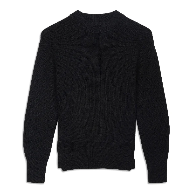 Mohair Sweaters for Soft Texture -Merino Wool-Blend Ribbed Crewneck Sweater - Resale