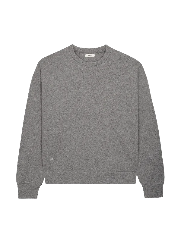 Short - Hemmed Sweaters for Youthful Look -Mens Archive Recycled Wool Jersey Oversized Sweater—volcanic grey