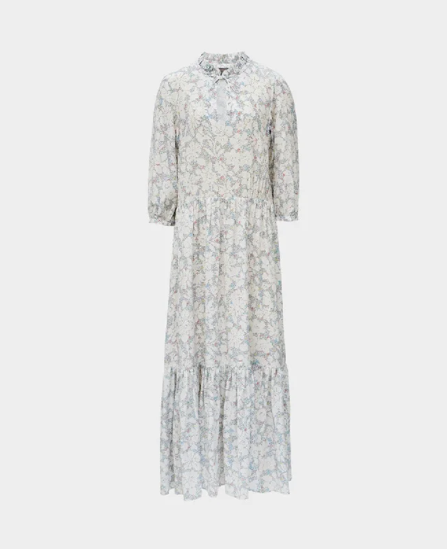 Low-waisted Dresses for Relaxed -Frill Collar Silk Boho Dress