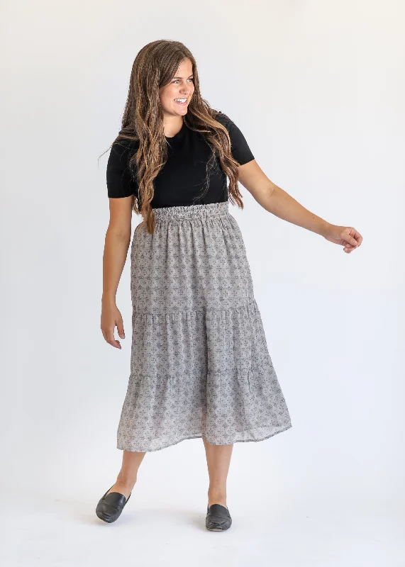 A-line skirts for classic wardrobe essentials -Printed Poplin Tiered Maxi Skirt - FINAL SALE