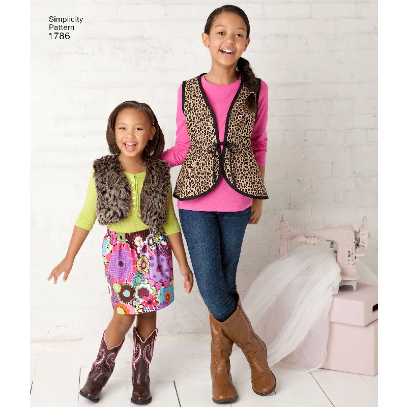 High-waisted mini skirts for retro vibes -Simplicity Child/Teens Gilet and Skirt S1786