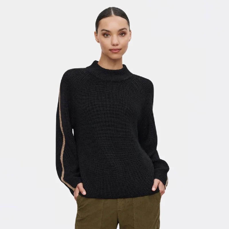 Wrap Sweaters for Adjustable Fit -Teagan Engineered Stitches Sweater (Black + Camel)