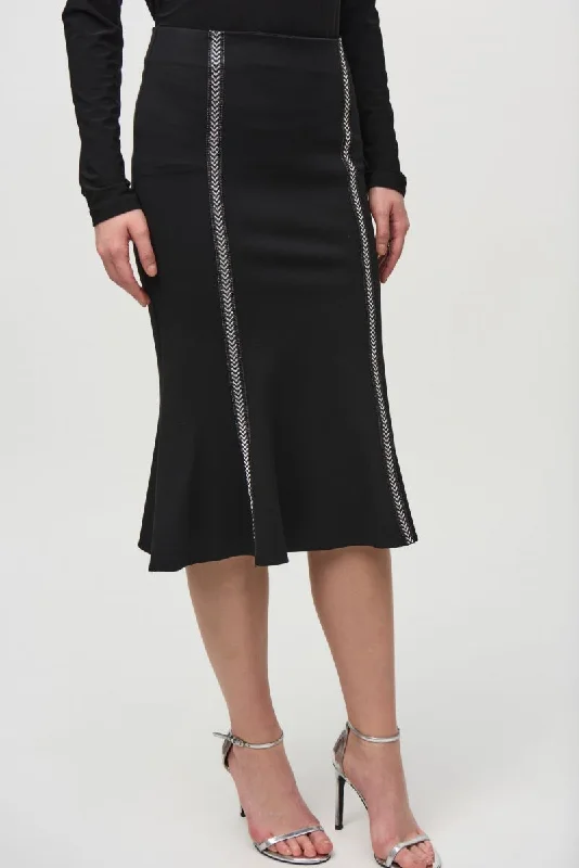 Flowy floral skirts for springtime elegance -Joseph Ribkoff Black Rhinestone Trim Trumpet Skirt 244136