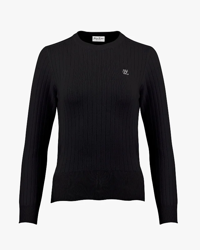 Machine - Washable Sweaters for Convenience -Round Neck Basic Sweater - Black