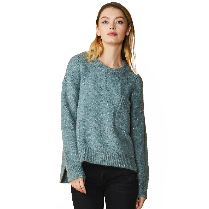 Mohair Sweaters for Soft Texture -Women's Crewneck Pocket Front Sweater in Fall Sage