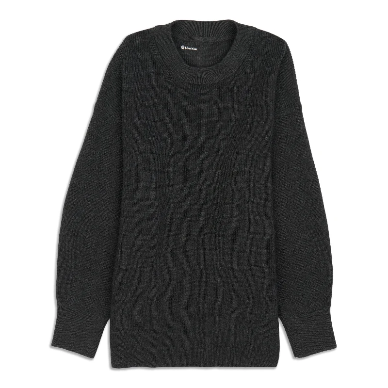 Cashmere Sweaters for Luxury Feel -Merino Wool-Blend Ribbed Crewneck Sweater - Resale