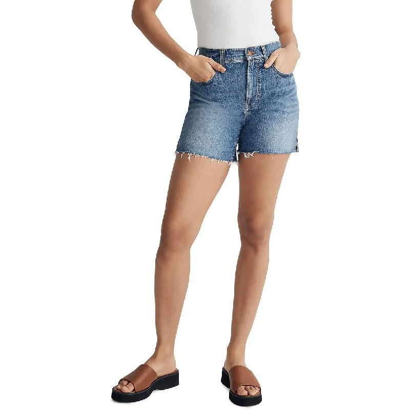 Best active shorts for men with an elastic waistband and flexibility for workouts-Madewell Womens Perfect Frayed Hem Denim Denim Shorts