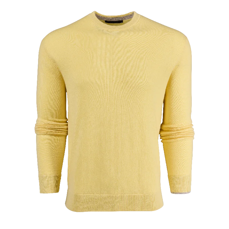 Belted Sweaters for Defined Waist -Tomahawk Cashmere Crewneck Sweater (Canary)