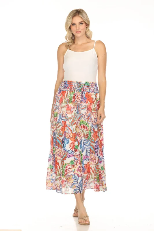 Cute mini skirts for fun party nights -Johnny Was Workshop Floral Smocked Waist Maxi Skirt W72124