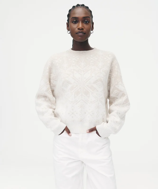 UV - Protective Sweaters for Outdoor -Signature Cashmere Fair Isle Holiday Crewneck Sweater