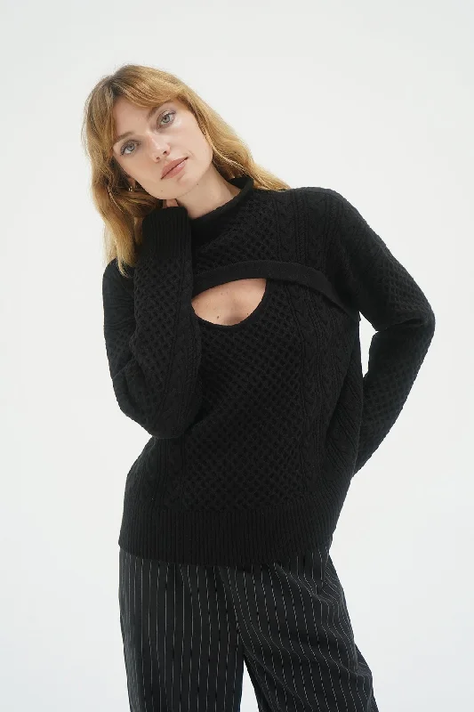 Batwing - Sleeve Sweaters for Loose Fit -Alessio Sweater - Black