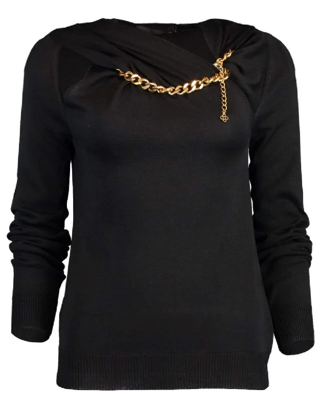 Heavy - Duty Sweaters for Harsh Weather -Gold Chain Necklace Knit Sweater