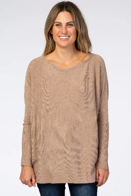 Baby Sweaters for Soft and Cozy -Mocha Soft Knit Boatneck Dolman Sleeve Sweater