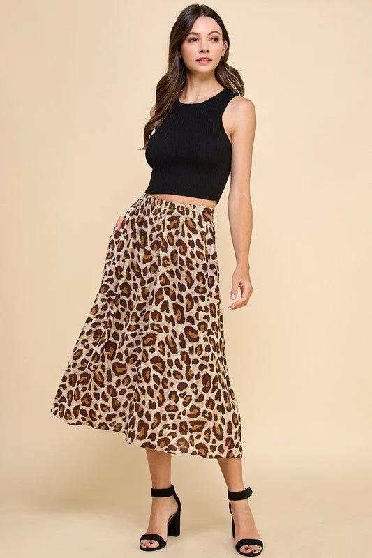 Casual cotton skirts for laid-back days -ANIMAL PRINT SKIRT