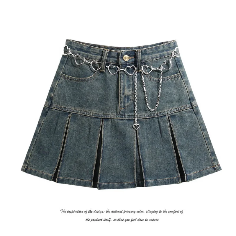 Affordable skirts with basic solid colors -American Vintage Denim Spicy Girl Short Skirt BY5242