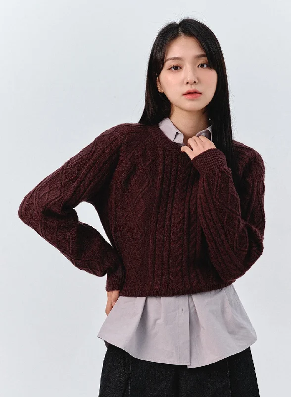 Machine - Made Sweaters for Mass Production -Classic Cable Knit Sweater OO319