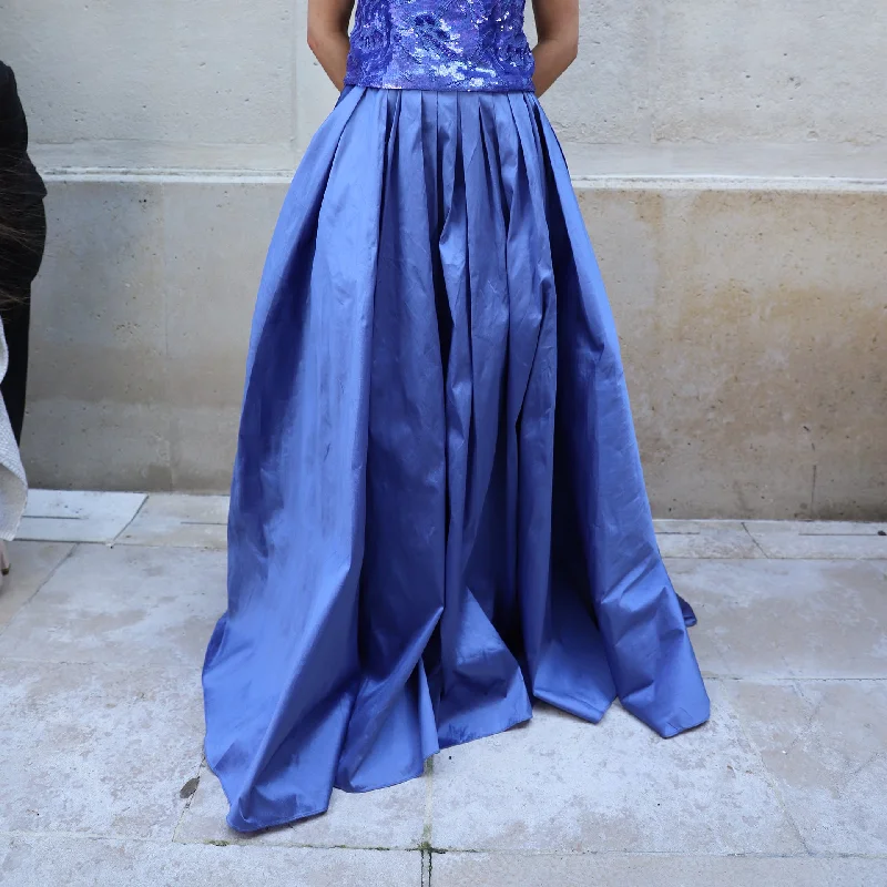 Midi pencil skirts for polished business attire -Hydrangea Blue Taffeta Ballgown Skirt With Pockets