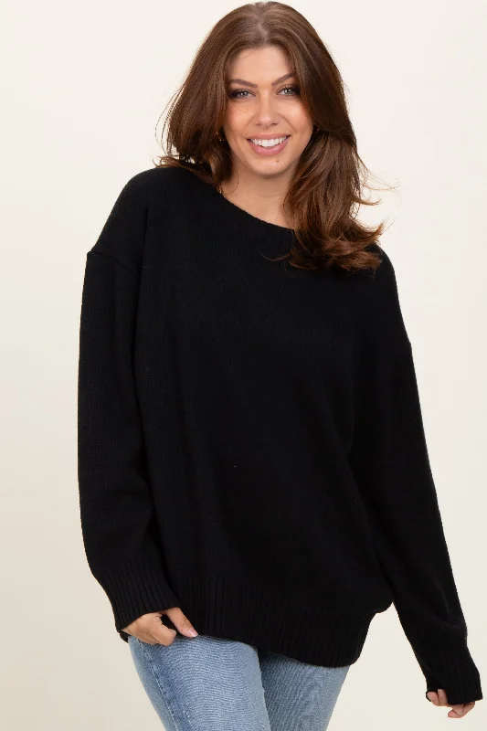 Wrap Sweaters for Adjustable Fit -Black Soft Knit Basic Sweater