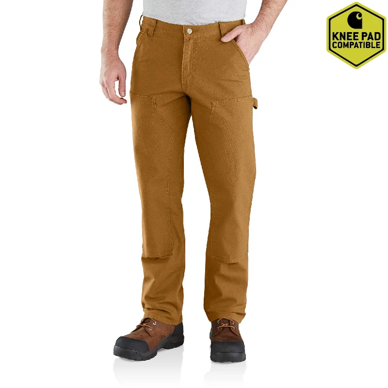 Comfortable denim shorts for men with a relaxed, laid-back fit for summer-Rugged Flex® Relaxed Fit Duck Double-Front Utility Work Pant