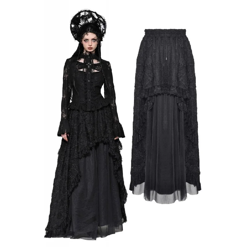 Bold skirts with vibrant tropical prints -Women's Gothic Lace Mesh Long Skirt