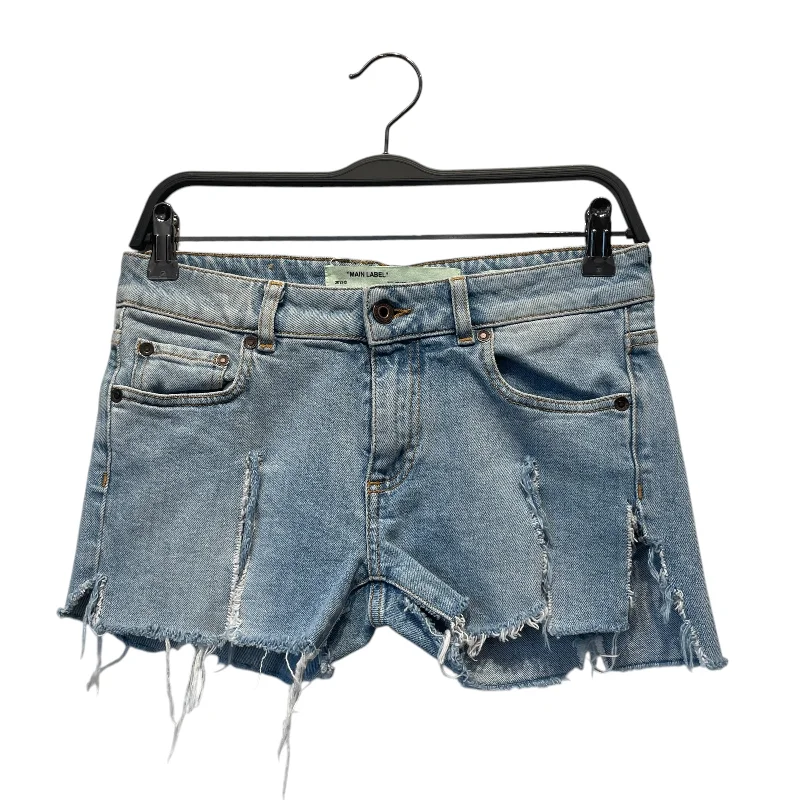 Classic linen shorts for women with lightweight and breathable material for hot weather-OFF-WHITE/Shorts/26/Denim/IDG/RIPS UP LEG