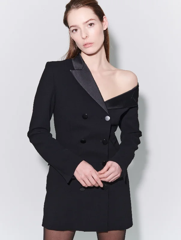 Graduation Dresses for Milestone -Tuxedo dress in black crepe