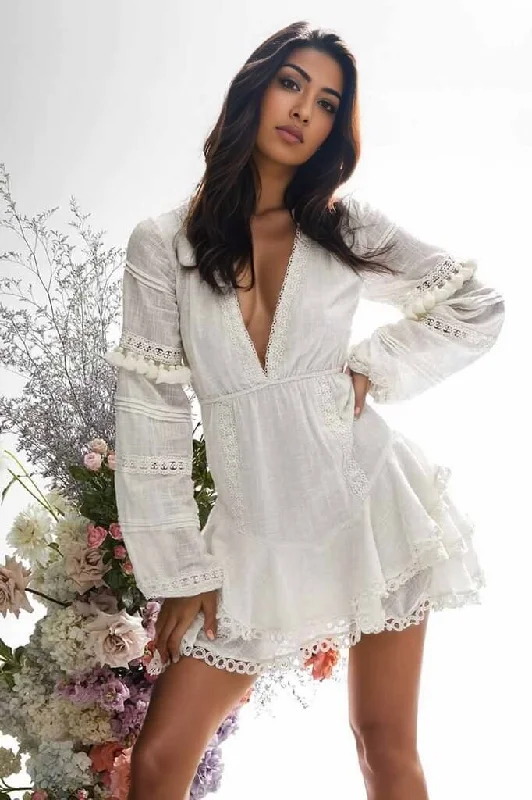 White Dresses for Pure Look -Ruby V-Neck Short Dress