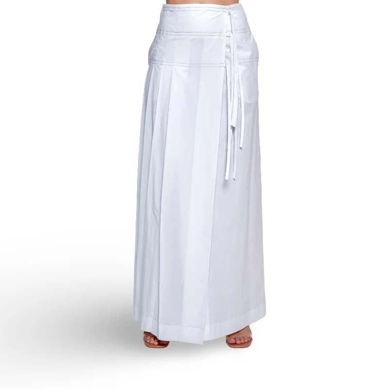 Trendy skirts with modern cutout designs -Stretch Poplin Long Skirt