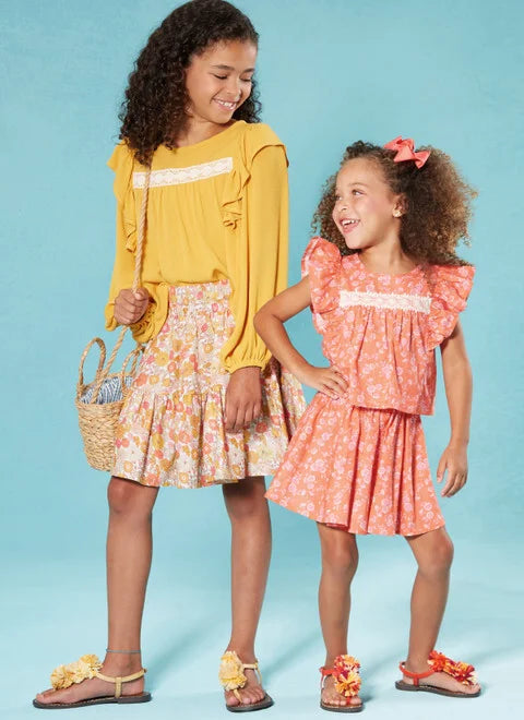 Stretchy skirts for all-day wear comfort -McCalls Child/Teen Top and Skirt M8373