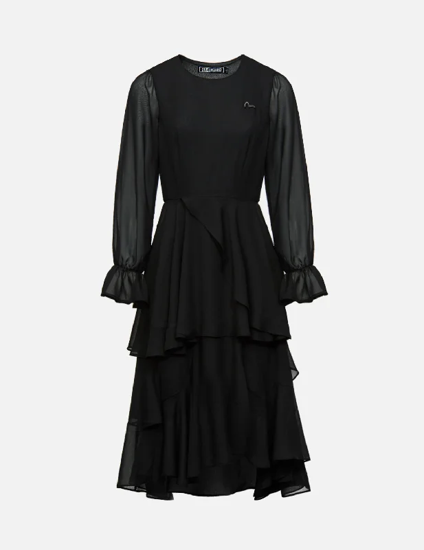 Christmas Dresses for Holiday -Asymmetric Layer See Through Dress