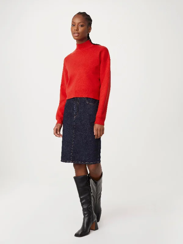 Breathable Sweaters for Comfort -The Compact Mockneck Sweater in Bright Red