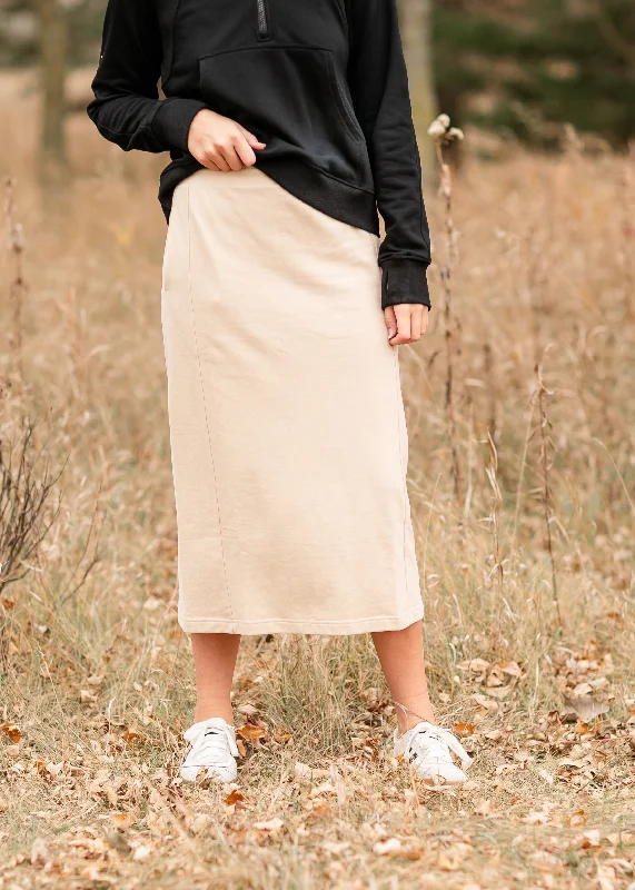 A-line midi skirts for balanced style -Dori Straight Fit Beige Skirt