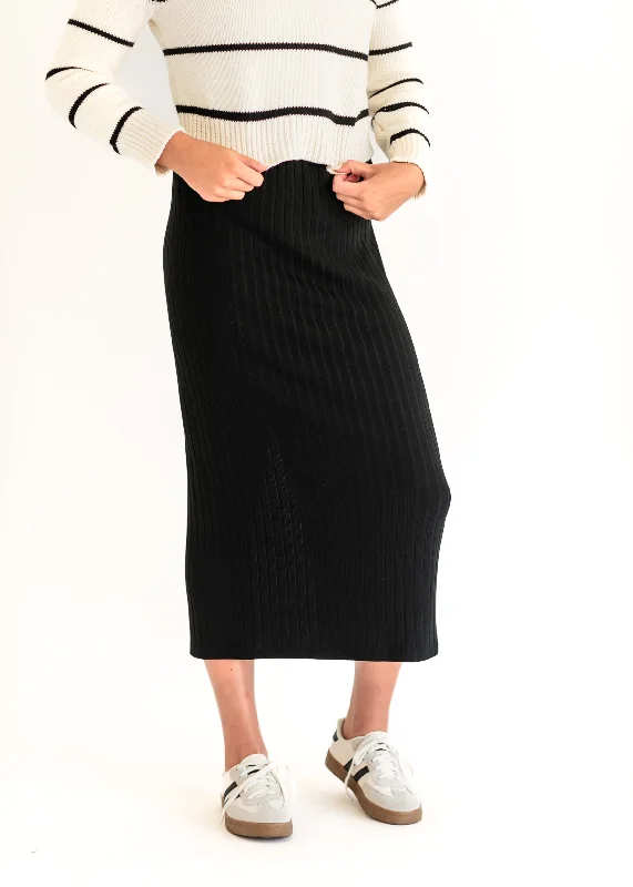 Pleated skirts for sophisticated evening wear -Louisa Ribbed Maxi Skirt - FINAL SALE