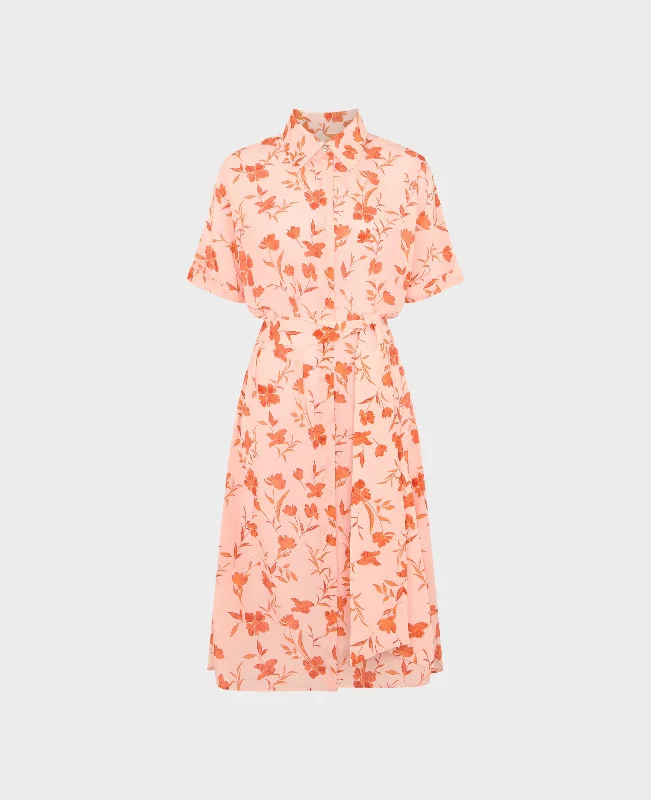 Birthday Dresses for Celebration -Elle Floral Silk Shirt Dress