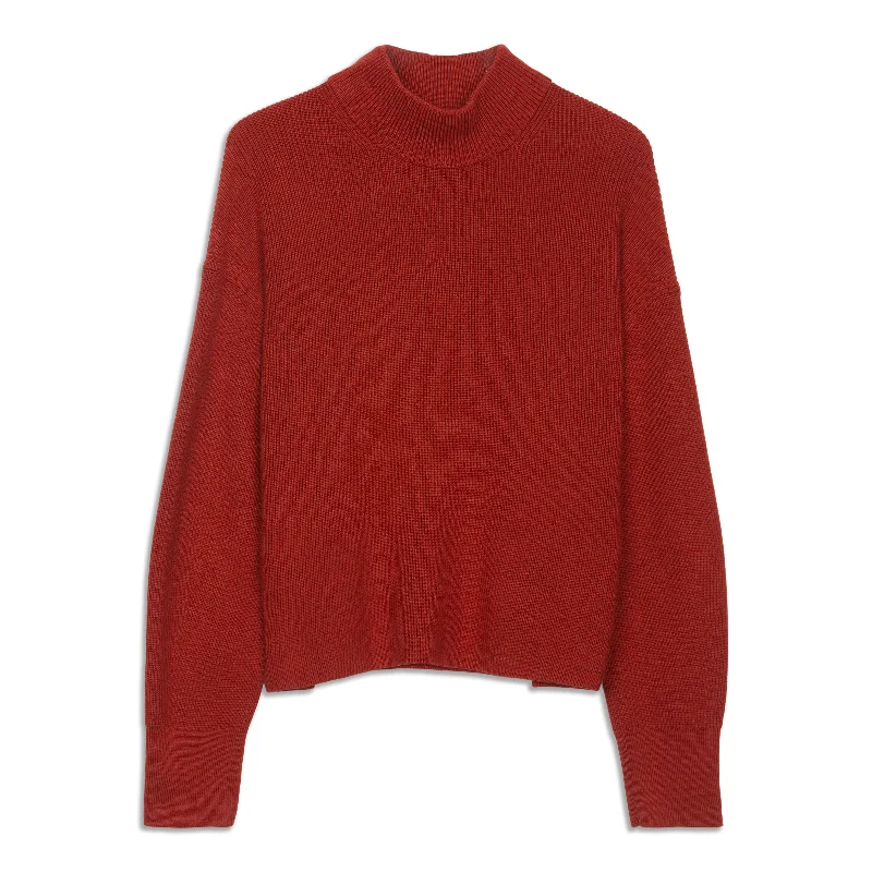 Non - Itchy Sweaters for Sensitive Skin -Merino Wool-Blend Ribbed Turtleneck Sweater - Resale