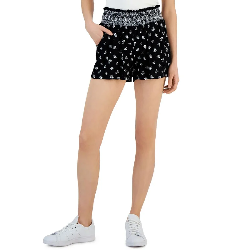 Comfortable fleece shorts for women with cozy lining for warmth on chilly days-Kingston Grey Womens Floral Gathered Casual Shorts