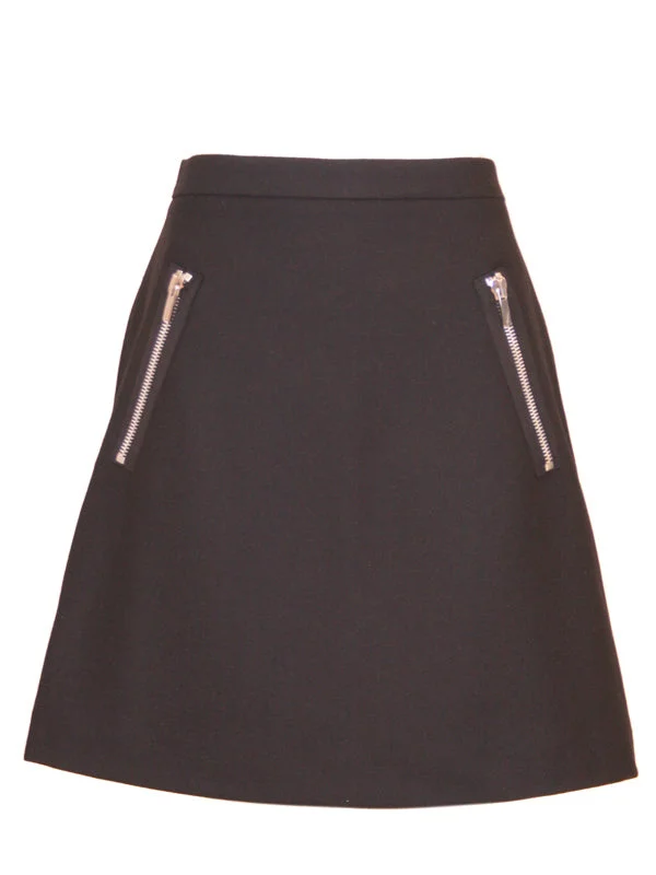 Casual cotton skirts for laid-back days -Black Wool Skirt