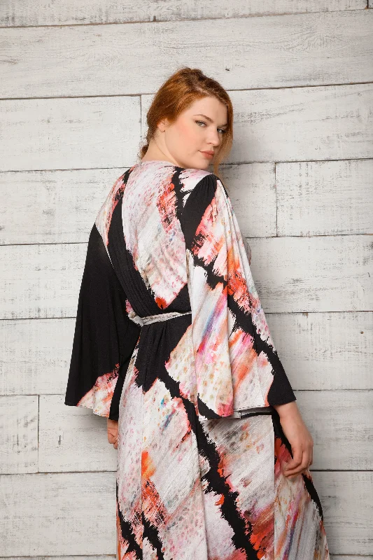 Mini Dresses for Youthful Look -Plus Size Brush Stroke Dressing Gown