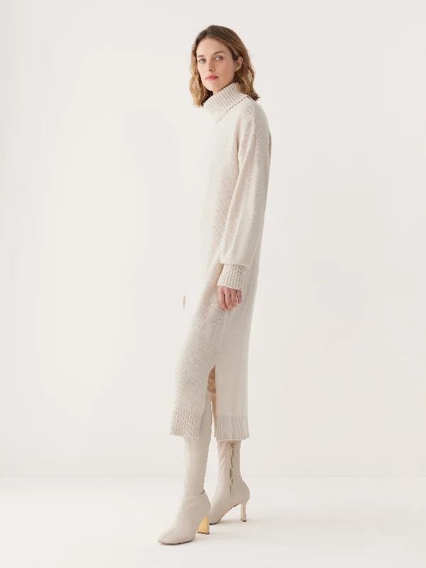 Beach Dresses for Coastal -The Turtleneck Sweater Dress in Cream