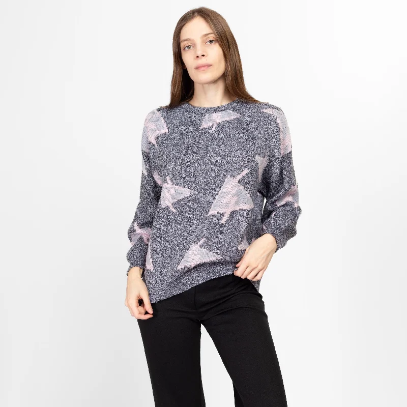 Cropped Sweaters for Modern Fashion -Medium 80s Vaporwave Geometric Knit Sweater