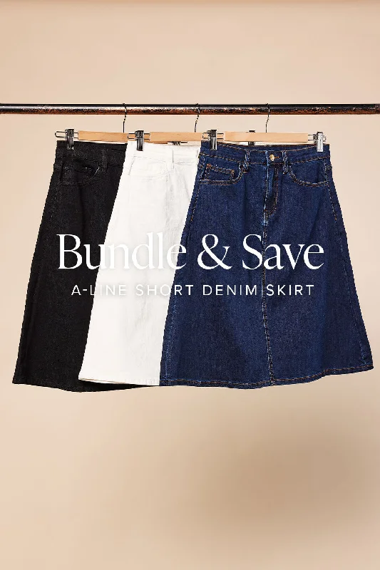 Durable skirts with reinforced seam strength -The Denim Short A-Line Skirt Bundle