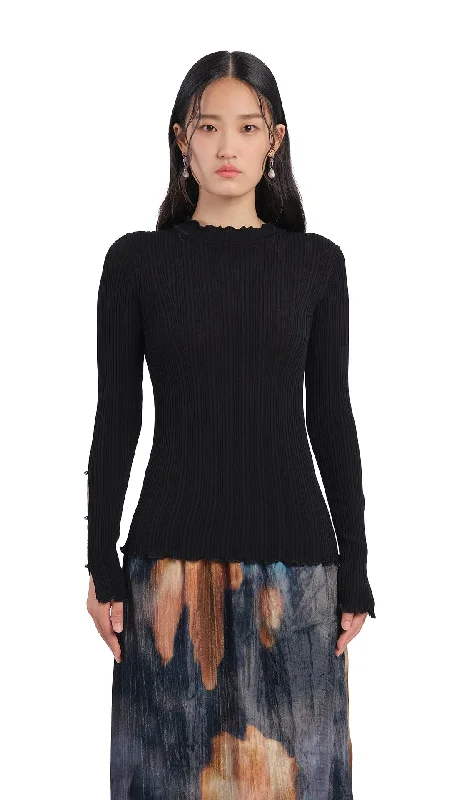 Petite - Size Sweaters for Small - Frame Women -Beaded Basic Sweater