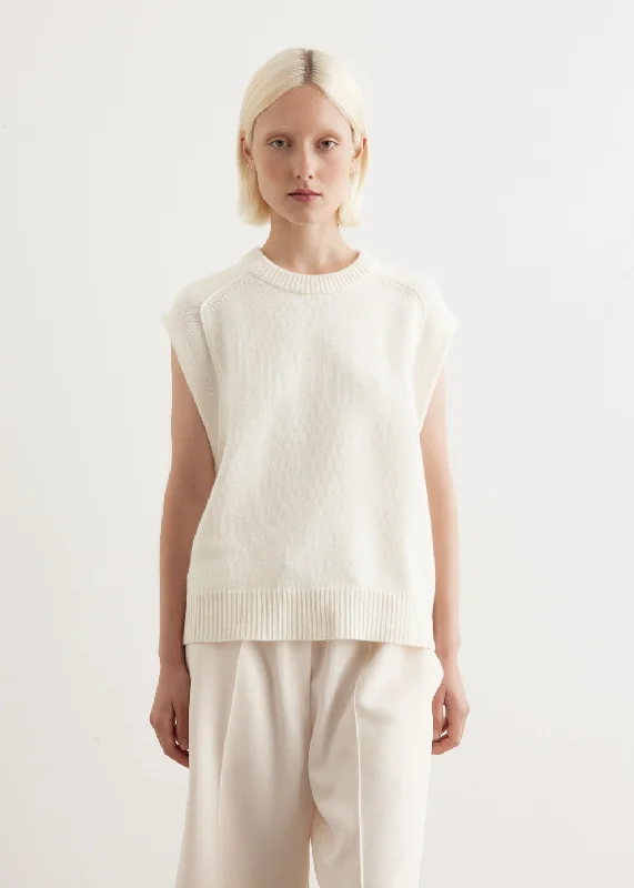 Puffed - Sleeve Sweaters for Feminine Style -Sleeveless Boxy Sweater Top