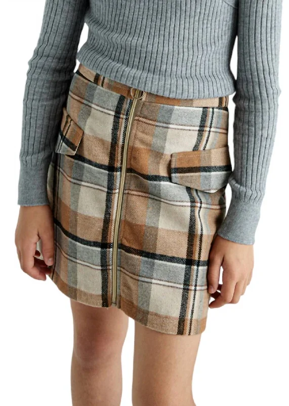 Bold skirts with vibrant tropical prints -Plaid Skirt - Tween In Cinnamon