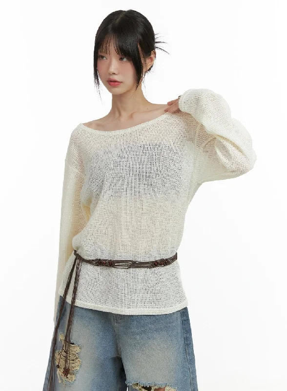 Halter Neck Sweaters for Stylish Look -Sheer Bliss Off Shoulder Sweater CL412